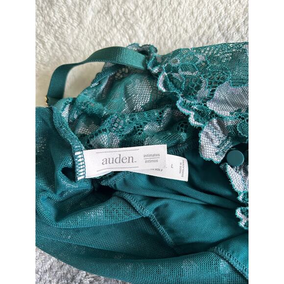 Auden Square Neck Bodysuit Top Emerald Teal Lace Floral Intimate Lingerie Large - Picture 7 of 10